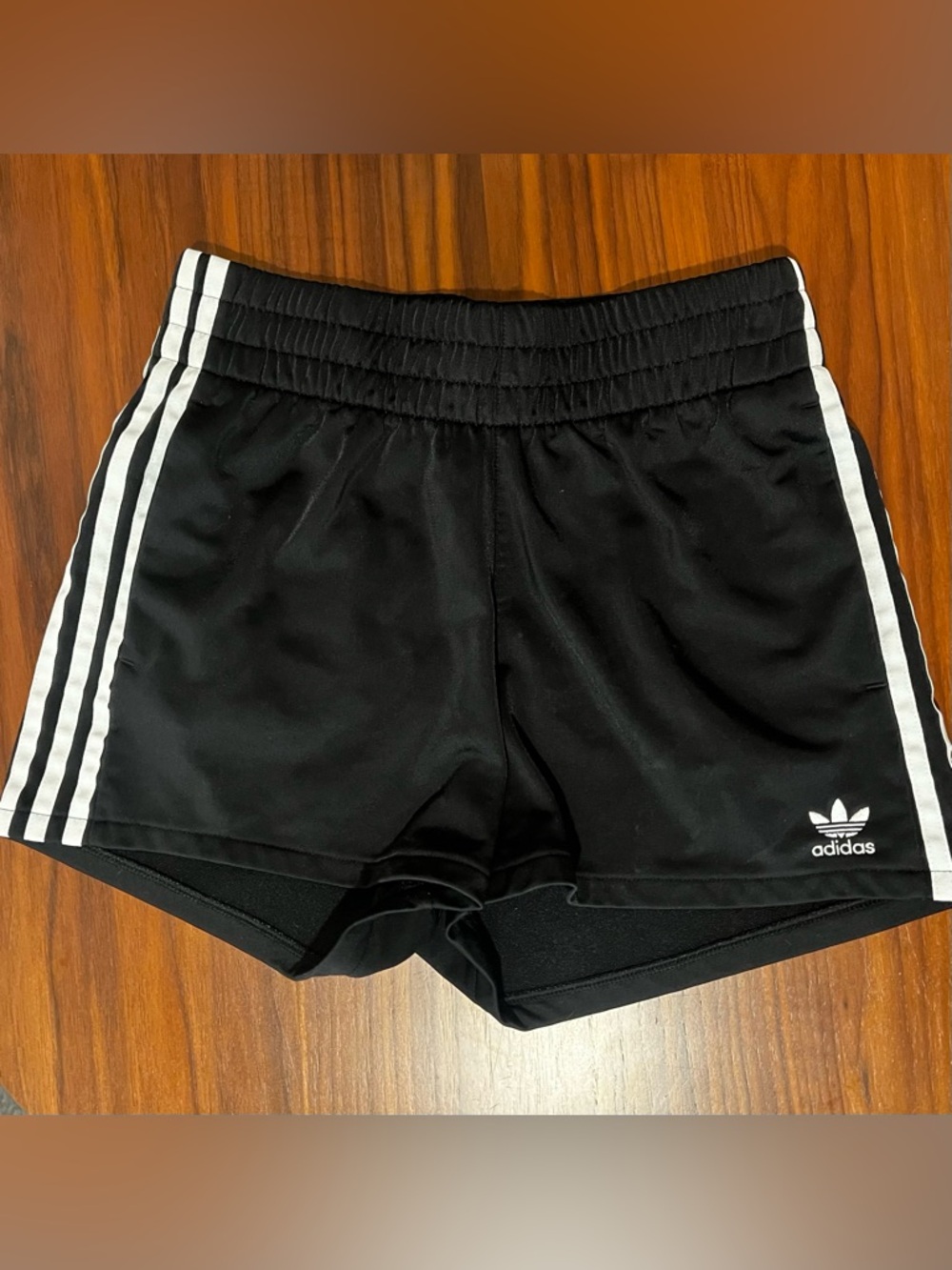 Adidas Black Track Shorts with White Side Stripes